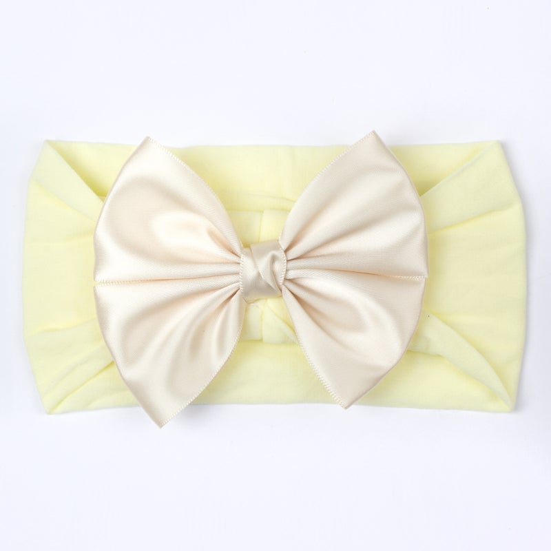 Generic 2023 European and American New Baby Soft Nylon Hair Accessories Girls Wide Edge Bow Stretch Hood Baby Hair Belt Beige