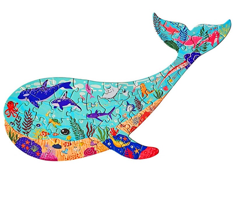 TPQKA Puzzles for Kids Ages 46 50 Pieces Whale Animal Shaped Floor Jigsaw Puzzles for Kids 6 7 8 9 10YearOld Boys Girls Birthday Easter Holiday Party Favors Educational Learning Toys Gifts - Image 3