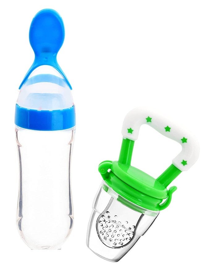 Lappu Baby Rice Paste Milk Cereal Bottle Food Feeder & Baby Fruit Nibbler & Silicone Teether (Combo Saver Pack) (Multicolor_8) - Image 1