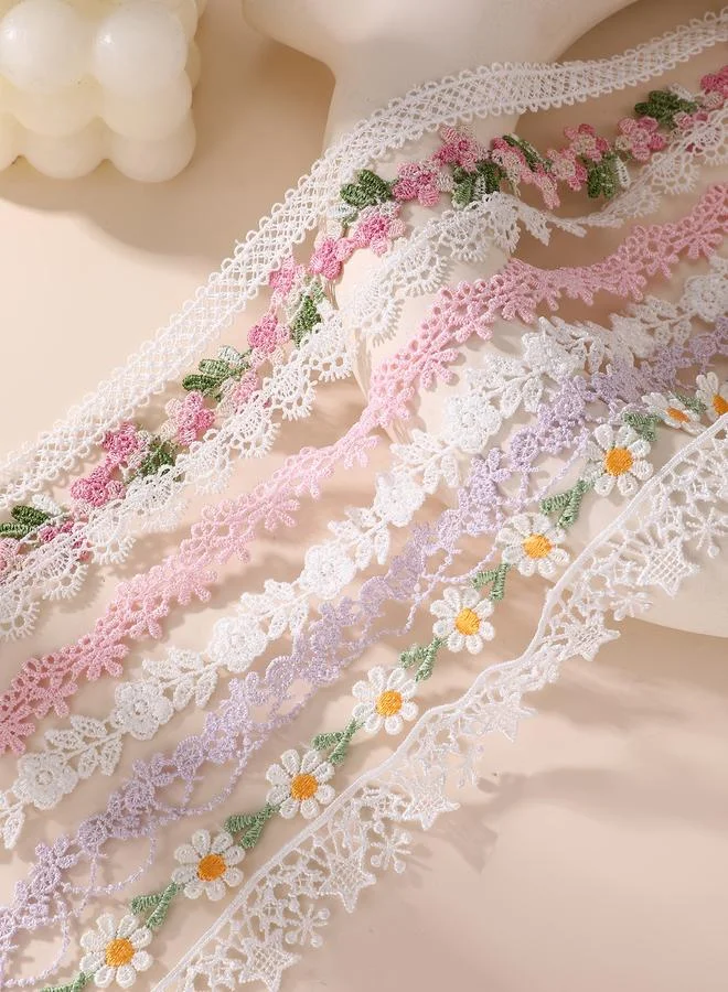 Take Two Pack of 8 - Girls Multi-Color Floral Lace Choker Necklaces