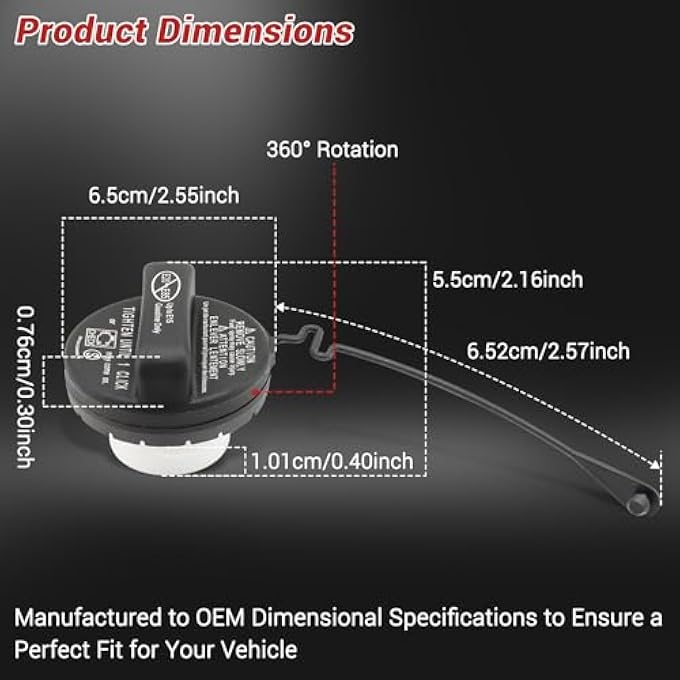 rayihni Replace 7730007030 7730053030 Gas CapFuel Cap Fits Toyota 2015 Venza 20152016 Highlander Sienna 20152017 Tacoma Camry 20152018 Rav 4 Corolla Avalon 20152019 Tundra Sequioa 7730053020More - Image 5