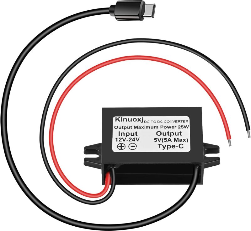 Dc To Usb C Converter 5A/25W Ip67 Waterproof Rugged Aluminum Shell Step Down Converter - Universal Compatibility Buck Converter Module For Car Boat Outdoor Station Raspberry Pi Diy Enthusiasts - Image 1