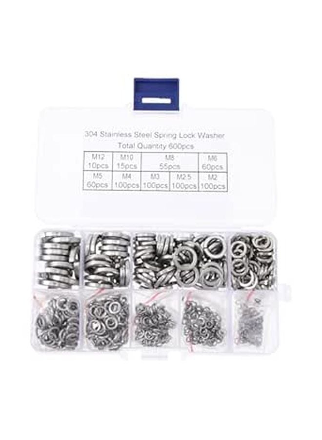 600 Pcs Stainless Steel Spring Lock Washers Assortment Kit M2 To M10 For Industrial Fastening - Image 1