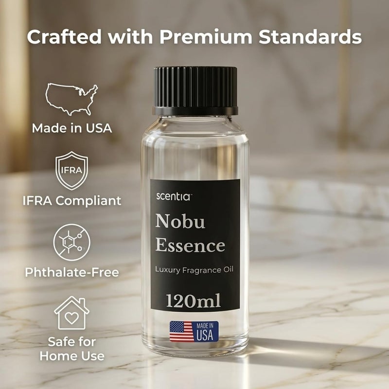 SCENTIA زيت معطر سينشيا للفندق مستوحى من فندق نوبو - 120 مل 4.06 أونصة سائلة - مزيج الزيوت الأساسية الياسمين، الزنبق، الصندل والحمضيات المنعشة لمبخرات العلاج العطري - جوهر نوبو - Image 5