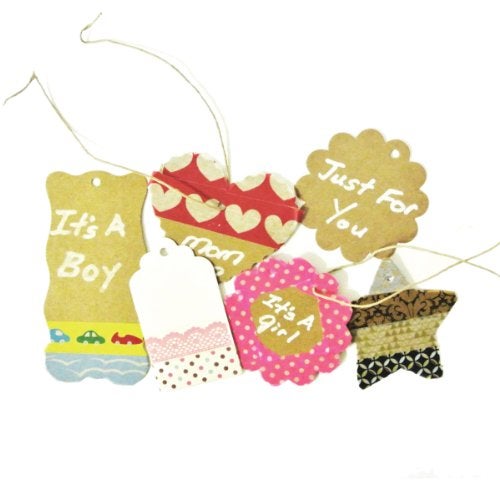 Wrapables 40 Gift Tags/Kraft Hang Tags with Free Cut Strings for Gifts, Crafts & Price Tags, Small Scalloped Edge (Set of 4) - Image 4