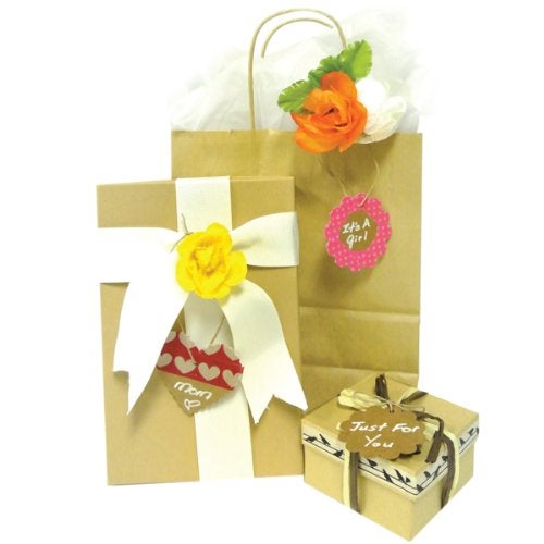 Wrapables 40 Gift Tags/Kraft Hang Tags with Free Cut Strings for Gifts, Crafts & Price Tags, Small Scalloped Edge (Set of 4) - Image 3