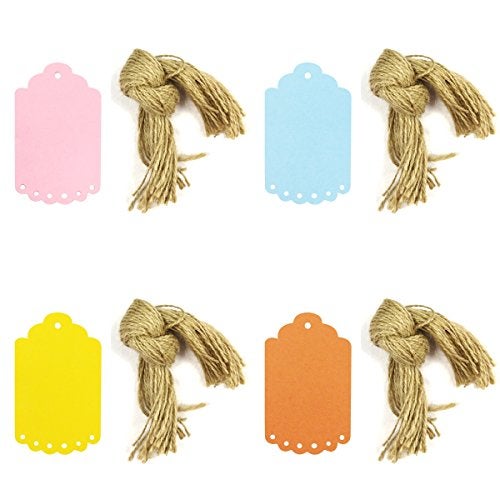 Wrapables 40 Gift Tags/Kraft Hang Tags with Free Cut Strings for Gifts, Crafts & Price Tags, Small Scalloped Edge (Set of 4) - Image 5