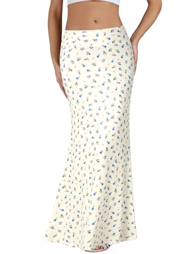 KIFOVEN Women's Foldover High Waist Maxi Skirt Stretchy Comfy Flare Long Skirts 2026 Fashion A-Line Flowy Casual Skirt Flower-3 X-Large - Image 1