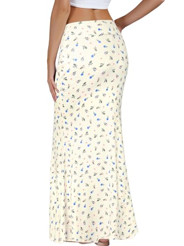 KIFOVEN Women's Foldover High Waist Maxi Skirt Stretchy Comfy Flare Long Skirts 2026 Fashion A-Line Flowy Casual Skirt Flower-3 X-Large - Image 2
