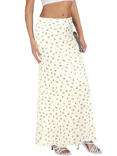 KIFOVEN Women's Foldover High Waist Maxi Skirt Stretchy Comfy Flare Long Skirts 2026 Fashion A-Line Flowy Casual Skirt Flower-3 X-Large - Image 4