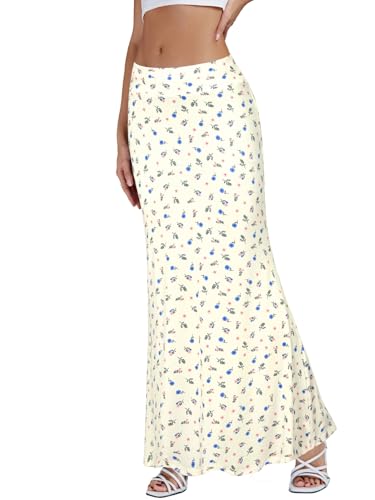 KIFOVEN Women's Foldover High Waist Maxi Skirt Stretchy Comfy Flare Long Skirts 2026 Fashion A-Line Flowy Casual Skirt Flower-3 X-Large - Image 3