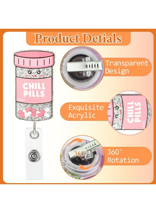 Prasacco 3 Pieces Nurse Badge Reel Retractable Id Name Nursing Badge Holder Retractable Badge Reel With Clip Glitter Nurse Id Badge Holder Cute Badge Clip For Office Nurses Doctors  - Image 3