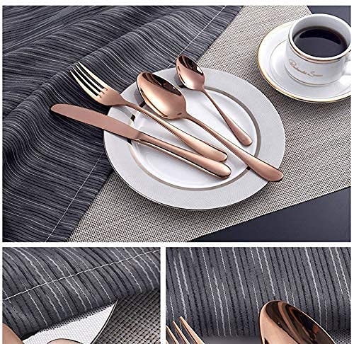 VIKIJO Pack of 8 Mirror Finish Rose Gold Plated Stainless Steel Flatware Set Copper Silverware Set Copper Color Cutlery Sets - Image 2
