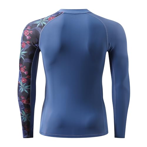ADOREISM Men's Splice Compression Long Sleeve Rash Guard Surf Swim Shirt UV Sun Protection UPF 50+ (Blue Bird,2XL) - Image 4