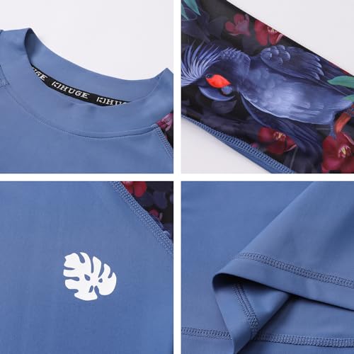 ADOREISM Men's Splice Compression Long Sleeve Rash Guard Surf Swim Shirt UV Sun Protection UPF 50+ (Blue Bird,2XL) - Image 5
