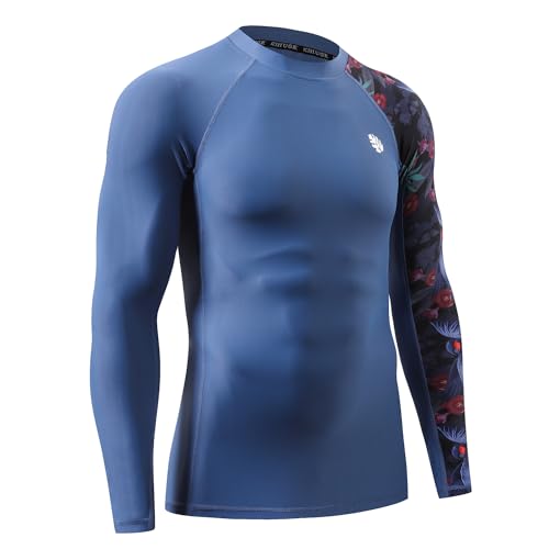 ADOREISM Men's Splice Compression Long Sleeve Rash Guard Surf Swim Shirt UV Sun Protection UPF 50+ (Blue Bird,2XL) - Image 3