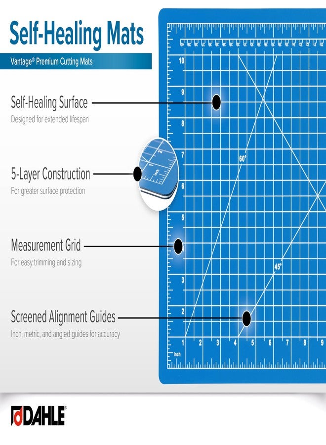 Dahle Vantage 10690 Premium Self-Healing Cutting Mat, 9"x12", 1/2" Grid, 5 Layers for Max Healing, Perfect for Crafts & Sewing, Blue - Image 4