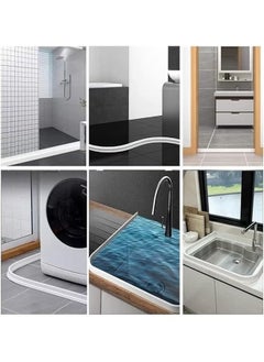 MLADEN Collapsible Bathroom Threshold Water Dam Barrier, Silicone Self-Adhesive Shower Edge Water Barrier Water Retaining Strip Water Flow Block Seal Strip,Shower Water Blocker Retention System,Dry and Wet Separation for Bathroom and Countertop Sink,39in  - Image 4