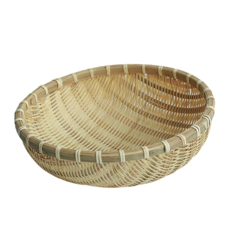Rustic Bamboo Storage Basket For Snacks And Fruit Size 28X28CM - Image 2