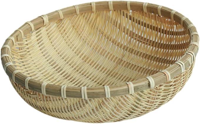 Rustic Bamboo Storage Basket For Snacks And Fruit Size 28X28CM - Image 1