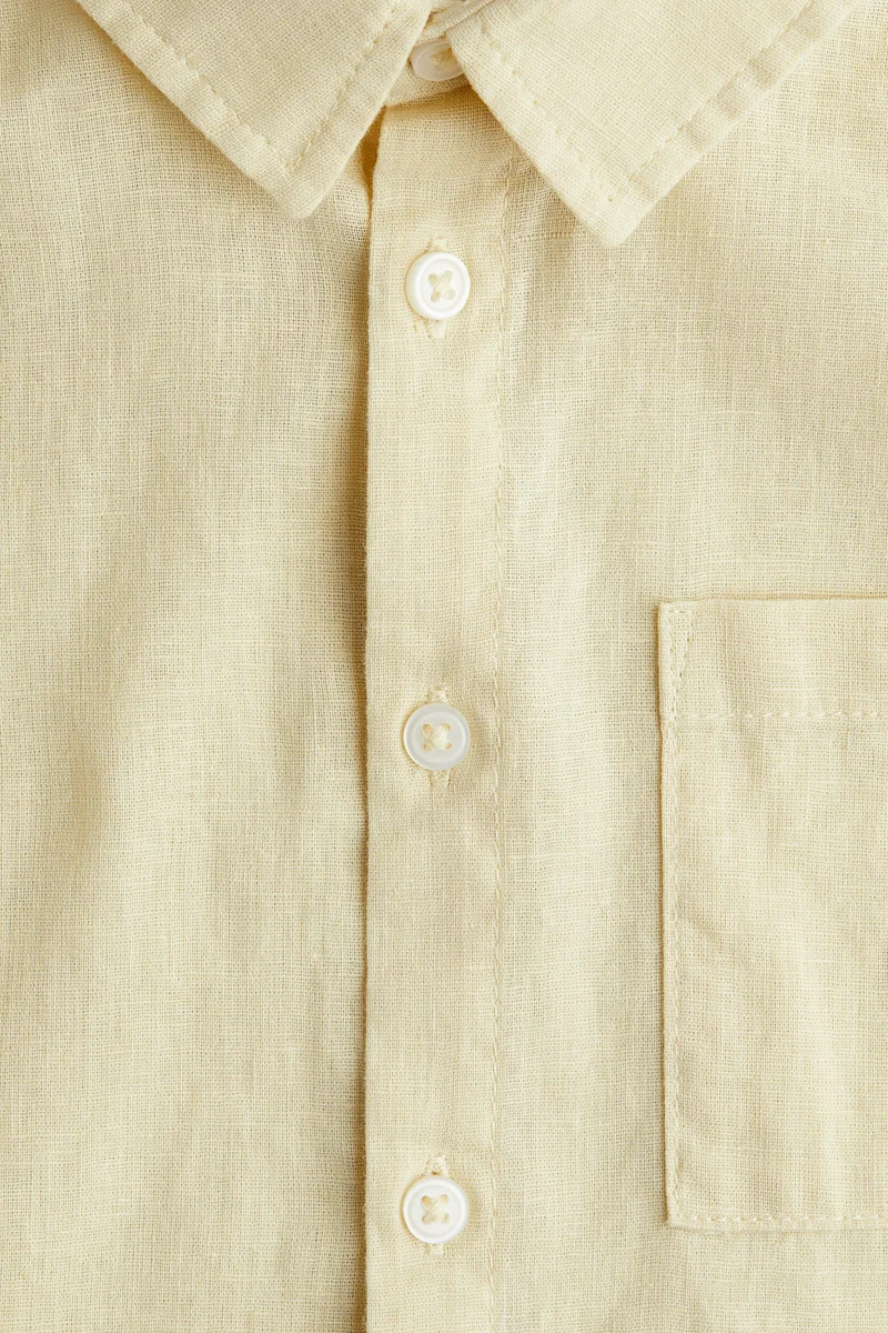اتش اند ام Short-sleeved linen-blend shirt