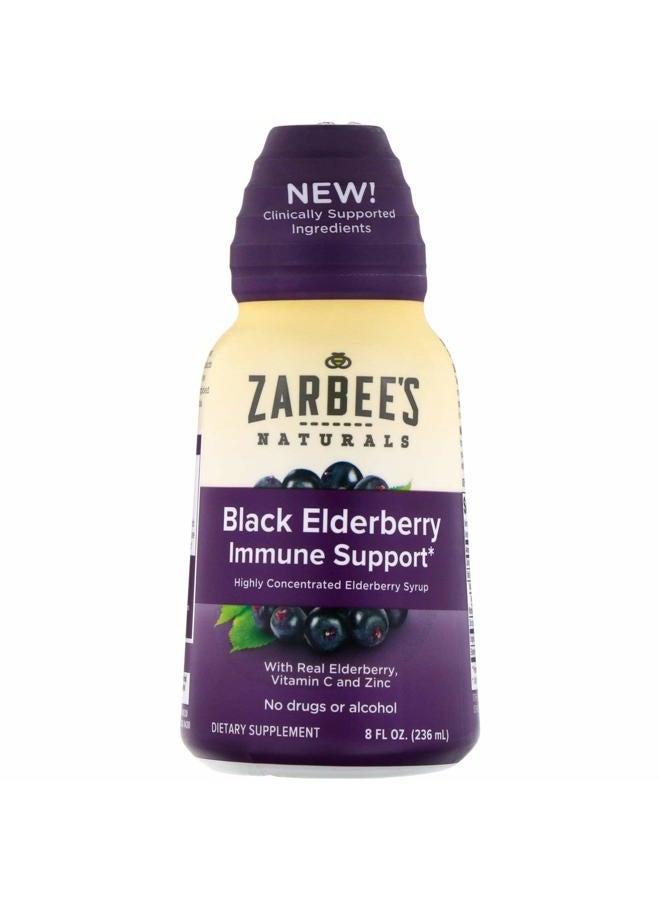 Zarbee's Zarbee''s Liquid Daily Immune Support, High Concentrate Liquid, with Real Elderberry Vitamin C & Zinc, Black Elderberry Flavor, For Daytime Use, 8 Fl Oz, brand is Zarbee''s - Image 1
