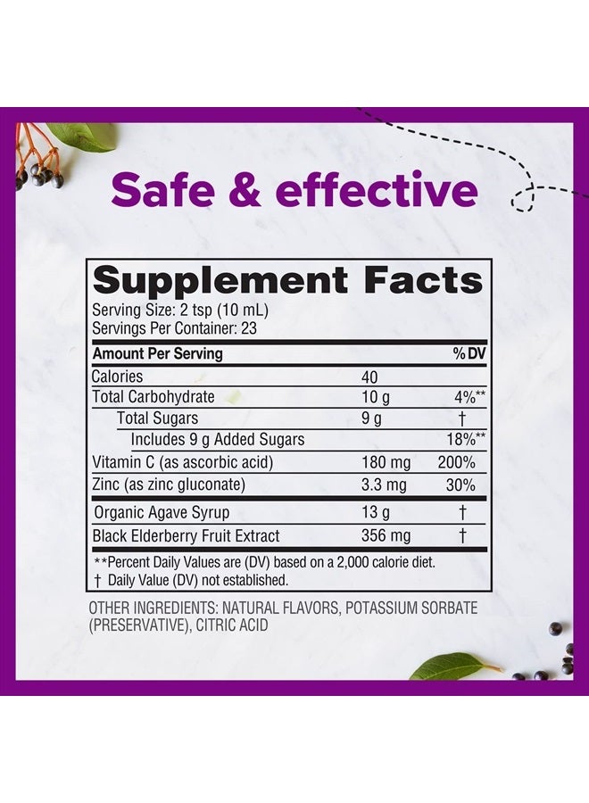 Zarbee's Zarbee''s Liquid Daily Immune Support, High Concentrate Liquid, with Real Elderberry Vitamin C & Zinc, Black Elderberry Flavor, For Daytime Use, 8 Fl Oz, brand is Zarbee''s - Image 5