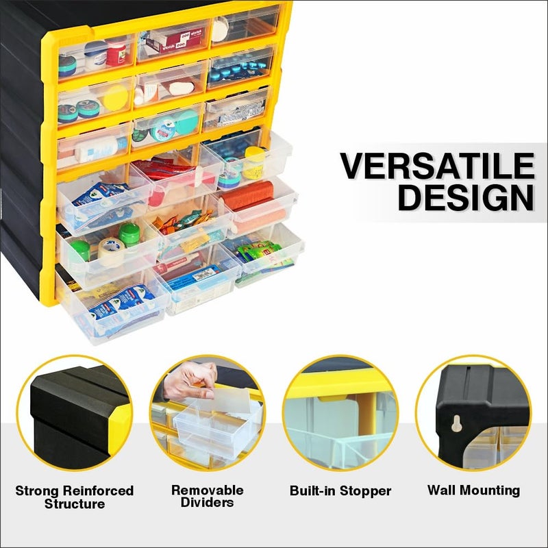 Alkon ACO18 Component Organiser with 18 Drawers Small Parts StorageJewellery Pharmacy Craft Medicine Nuts Screws Bolts Stationery Clinic Hospita Multiple Drawers18 Drawers - Image 3