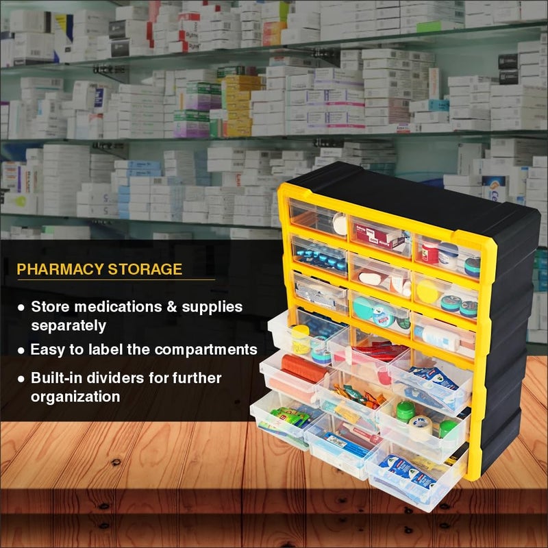 Alkon ACO18 Component Organiser with 18 Drawers Small Parts StorageJewellery Pharmacy Craft Medicine Nuts Screws Bolts Stationery Clinic Hospita Multiple Drawers18 Drawers - Image 5