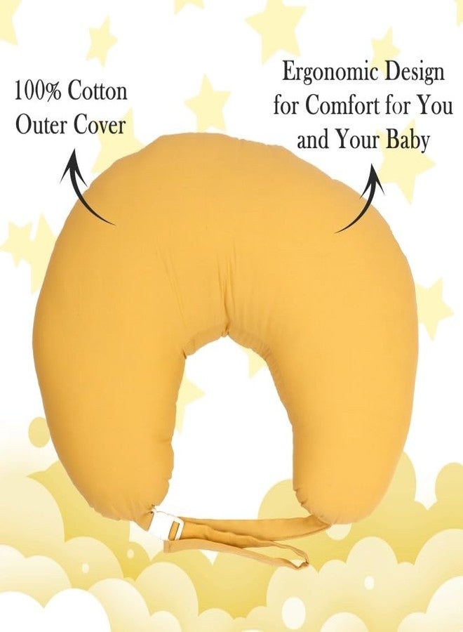 GET IT Breastfeeding Pillow Cotton 5-in-1 Feeding Pillow with Detachable Cover, New Born Portable Pillow for Baby and Mom -(Yellow) - Image 5