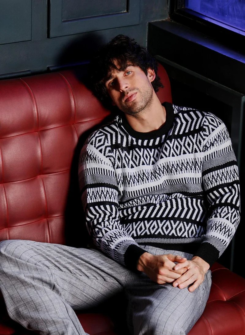 كامبوس سوترا كنزة رجالية بنقش هندسي جاكار سكاندي