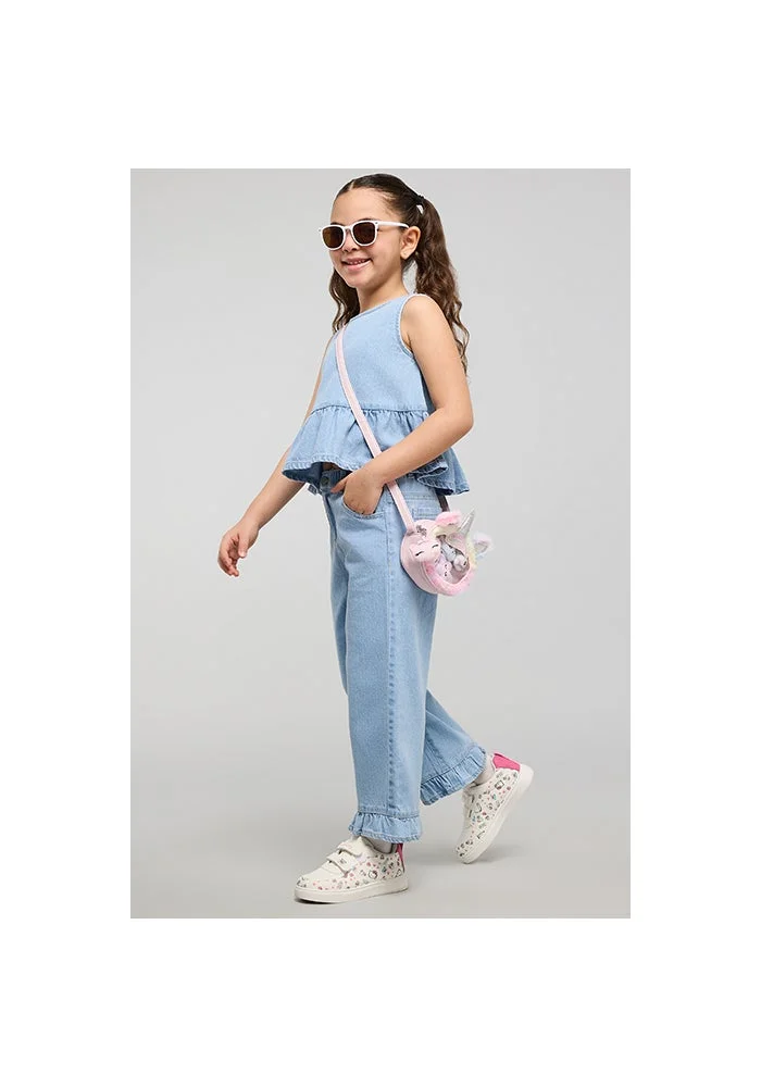 R&b Washed Wide Leg Jeans with Button Closure