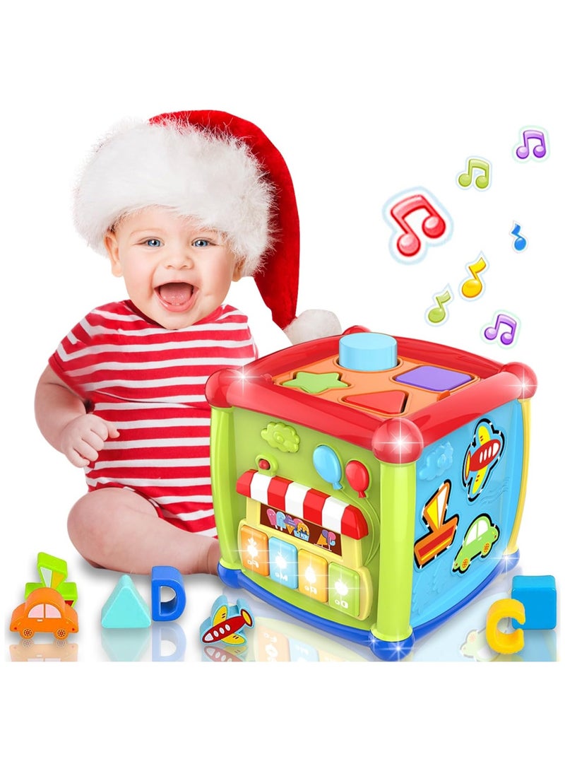 HUANGER Baby Toy 1 Year 6-in-1 Learning Toy Activity Cube Motor Skills Cube Kids Toy 1 Year 12 18+ Months Shape Sorting Piano Music Children Baby Toy Gift for 1 2 Years Boys Girls - Image 1