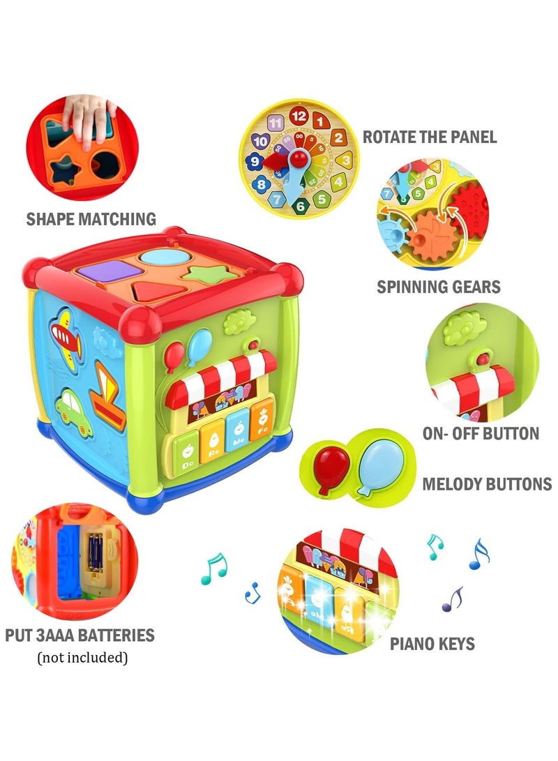 HUANGER Baby Toy 1 Year 6-in-1 Learning Toy Activity Cube Motor Skills Cube Kids Toy 1 Year 12 18+ Months Shape Sorting Piano Music Children Baby Toy Gift for 1 2 Years Boys Girls - Image 2