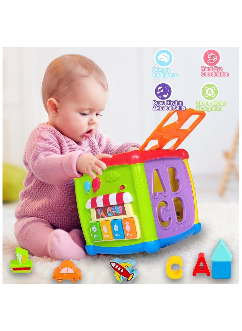 HUANGER Baby Toy 1 Year 6-in-1 Learning Toy Activity Cube Motor Skills Cube Kids Toy 1 Year 12 18+ Months Shape Sorting Piano Music Children Baby Toy Gift for 1 2 Years Boys Girls - Image 3