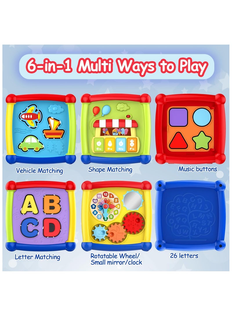 HUANGER Baby Toy 1 Year 6-in-1 Learning Toy Activity Cube Motor Skills Cube Kids Toy 1 Year 12 18+ Months Shape Sorting Piano Music Children Baby Toy Gift for 1 2 Years Boys Girls - Image 5