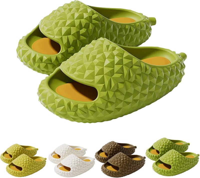 comfrt Durian Slides, Durian Slides Sandals, Summer Anti-slip Cute Cartoon Thickness Sandals Durian Slippers, Cloudy Durian Slides for Women Mens (9.5-10.5, Green) - Image 1