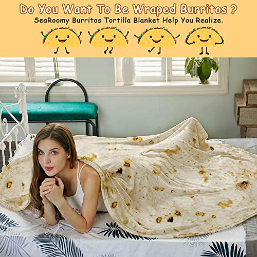 SeaRoomy Burritos Tortilla Throw Blanket, Tortilla Wrap Blanket, Novelty Funny Tortillas Round Blanket Giant Tortillas Round Soft Blankets for Adults and Kids (Beige, 60 inches) - Image 5