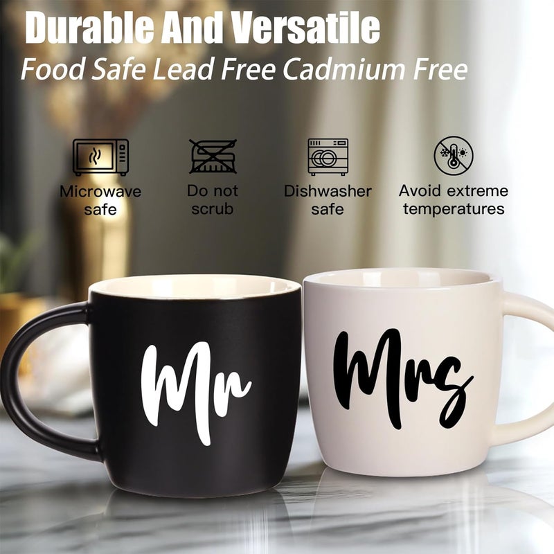 COMFIT 12 oz Mr and Mrs Mug Ceramic Coffee Mug for the Couple Ideal Gift for Engagement Anniversary His and Hers Bride and GroomWedding Gifts for Couples 2025  Set of 2 Black  White - Image 4