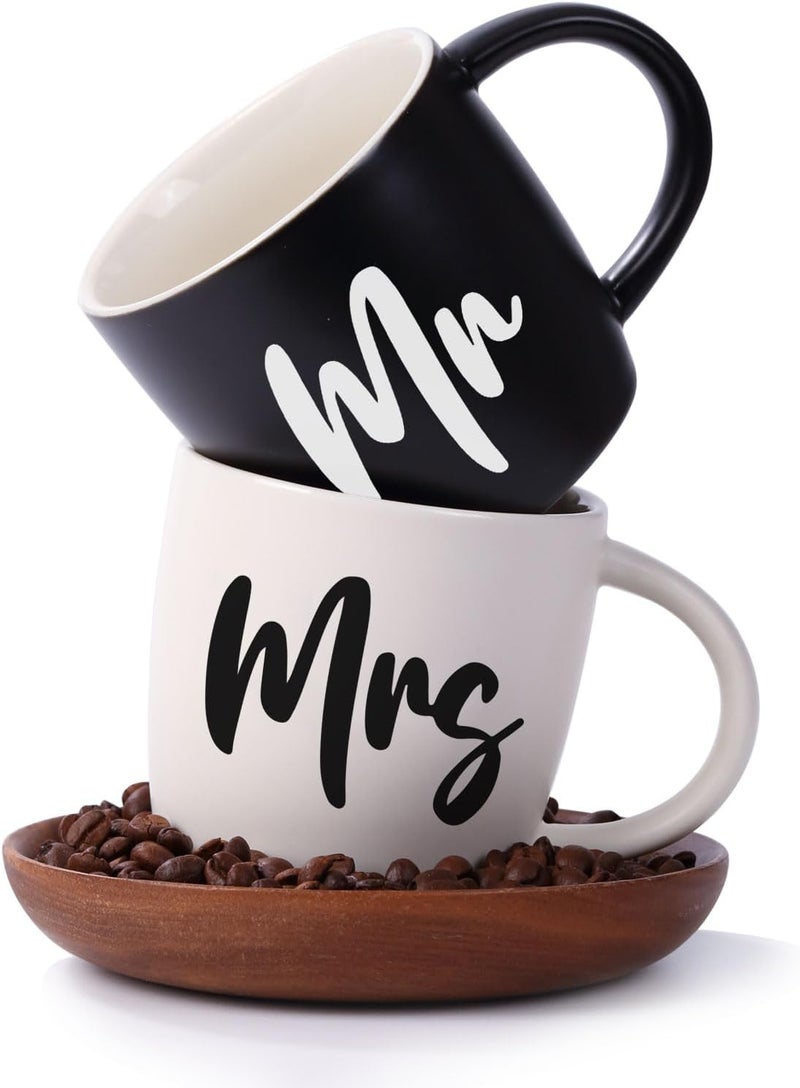 COMFIT 12 oz Mr and Mrs Mug Ceramic Coffee Mug for the Couple Ideal Gift for Engagement Anniversary His and Hers Bride and GroomWedding Gifts for Couples 2025  Set of 2 Black  White - Image 1