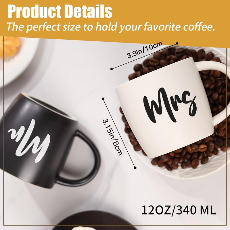 COMFIT 12 oz Mr and Mrs Mug Ceramic Coffee Mug for the Couple Ideal Gift for Engagement Anniversary His and Hers Bride and GroomWedding Gifts for Couples 2025  Set of 2 Black  White - Image 3