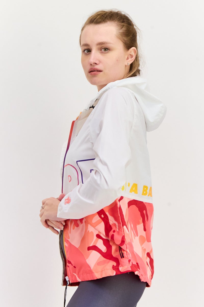 Aape By A Bathing Ape Women Brand Logo Hooded Jacket, White Combo - Image 2
