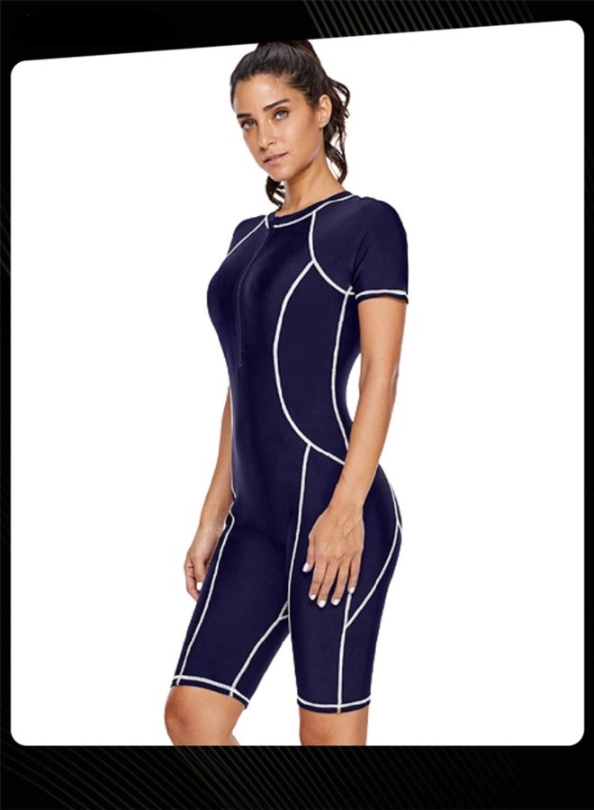 Women Summer One Piece Swimwear Short Sleeve Swimsuit Quick-Dry Beachwear  - Image 2