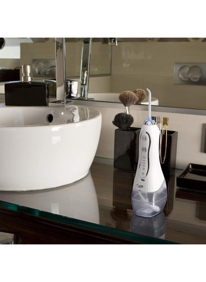 جهاز تنظيف الأسنان بالماء احترافي لاسلكي محمول وقابل لإعادة الشحن ومقاوم للماء بدرجة IPX7 لتنظيف خزان 300 مل للمنزل والسفرHF-6 - Image 2