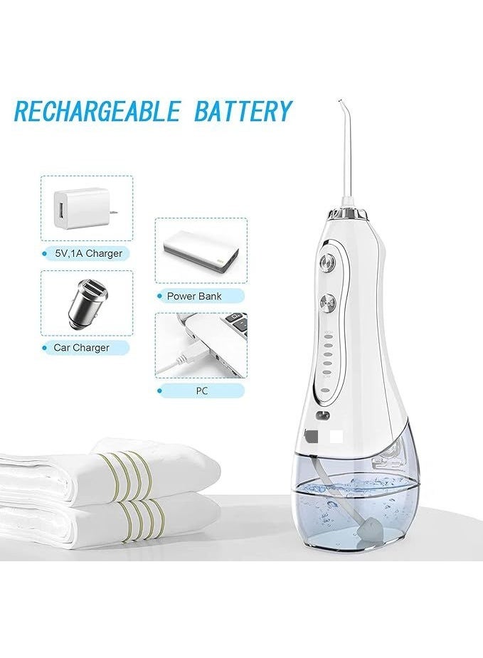 جهاز تنظيف الأسنان بالماء احترافي لاسلكي محمول وقابل لإعادة الشحن ومقاوم للماء بدرجة IPX7 لتنظيف خزان 300 مل للمنزل والسفرHF-6 - Image 4