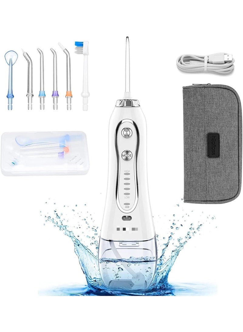 جهاز تنظيف الأسنان بالماء احترافي لاسلكي محمول وقابل لإعادة الشحن ومقاوم للماء بدرجة IPX7 لتنظيف خزان 300 مل للمنزل والسفرHF-6 - Image 1