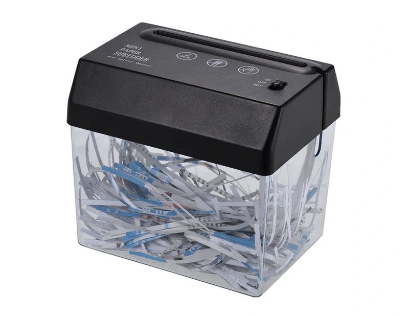 Mini Portable USB Paper Shredder Cutter Strip Cut A6 Folded A4 Cutting Machine Tool with Letter Opener Wastebasket for Office Home School Desktop Stationery - Image 1