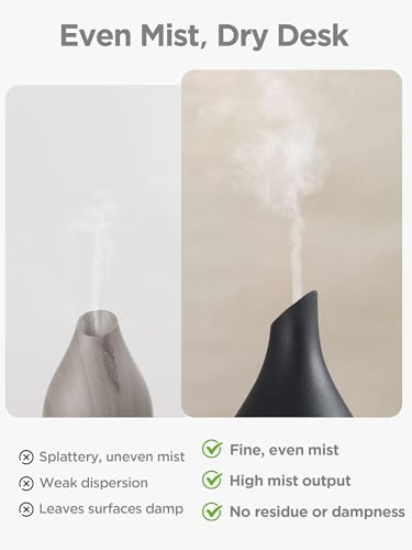 InnoGear Essential Oil Diffuser 150ml Ceramic Diffuser Handcrafted Stone Aromatherapy Diffusers Ultrasonic Cool Mist Humidifier Vaporizer 2 Mist Modes Waterless for Home Black VaseShaped Ceramic - Image 3