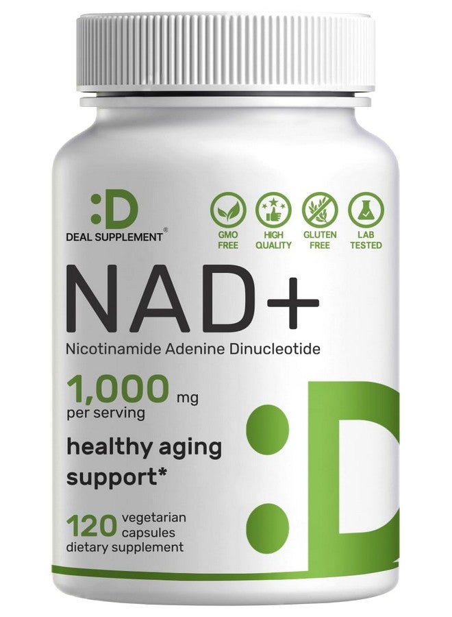 ملحق الصفقة مكمل NAD+ بتركيز 1000 ملغ لكل حصة، 120 كبسولة نباتية - قوة إضافية، يعزز مستويات NAD+ - شيخوخة صحية، طاقة، ودعم للدماغ - مشابه لريبوسيد النيكوتيناميد - غير معدل وراثيًا - Image 1