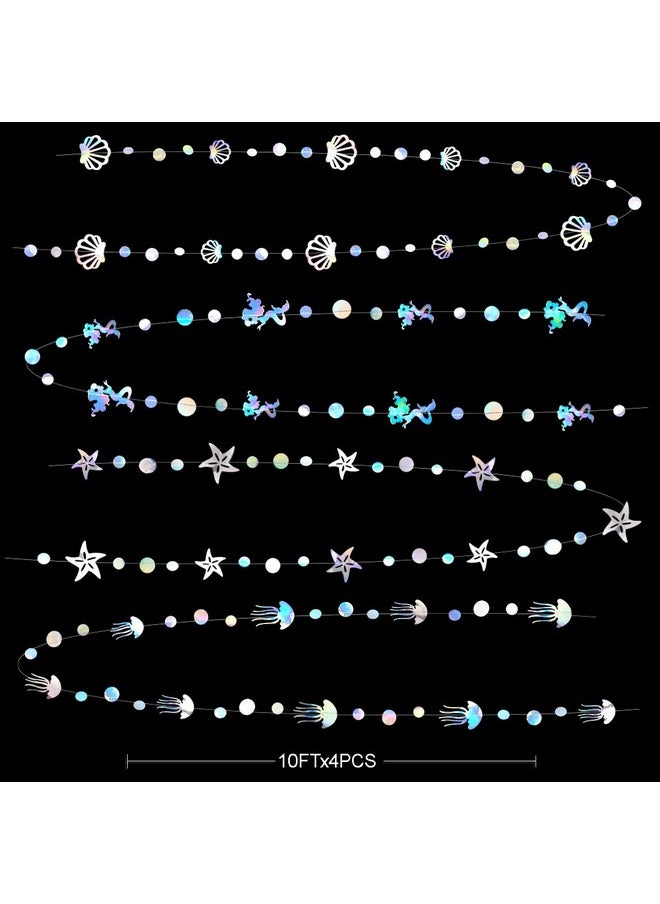 40 Ft Iridescent Mermaid Garland with Jellyfish Seashell Starfish Pearl Holographic Paper Streamer for Little Mermaid Rainbow Theme Birthday Bachelorette Baby Shower Under The Sea Party Decorations - pzsku/ZBD4A465D2D1096BF5835Z/45/_/1741329930/41f48ad1-2283-43f7-b0e3-2f72cb6c96b4